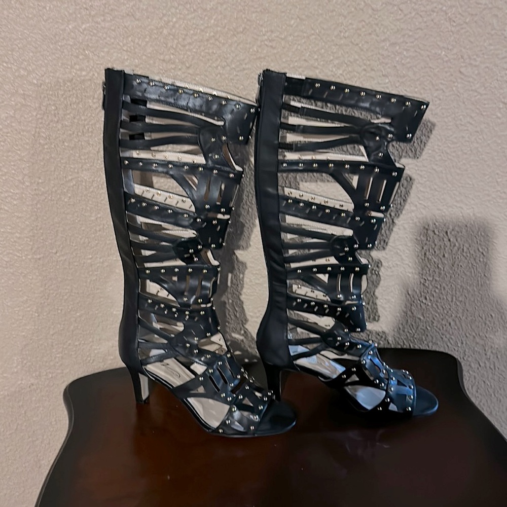 Knee-high, gladiator sandals
